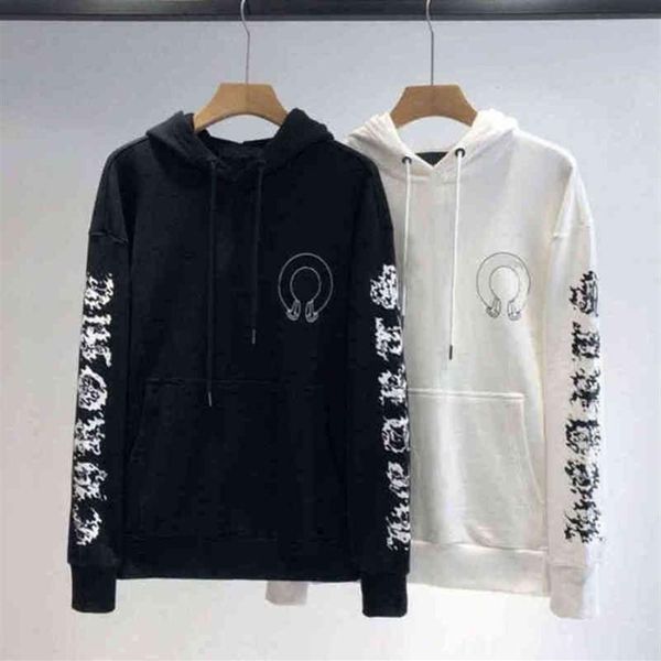 

fashion mens ch sweatshirts zipper hoodies classic designer letter horseshoe sanskrit cross print pullover hooded swe284i, Black
