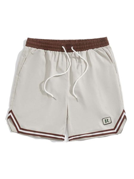 

romwe guys letter striped drawstring shorts n1dj#, White;black