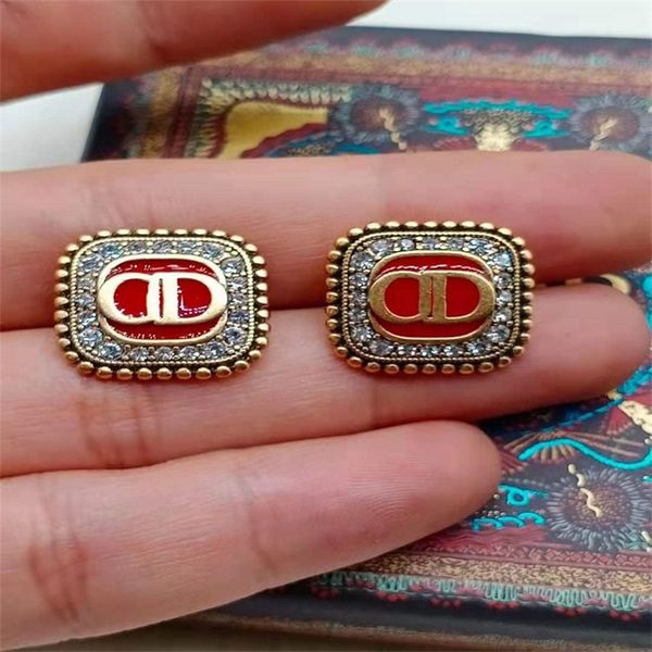 

80% off outlets rhinestone earrings 2022 fashion brass 925 silver needle, Golden