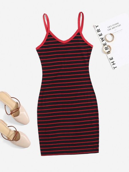 

striped rib-knit bodycon dress e3ov#, Black;gray