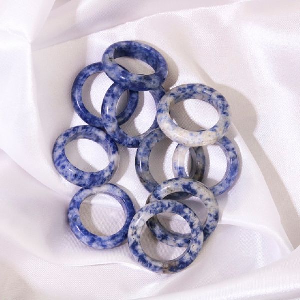 Anelli da dito in sodalite larghi 6 mm in pietra naturale Regali di gioielli da donna Circle Reiki creati da unisex