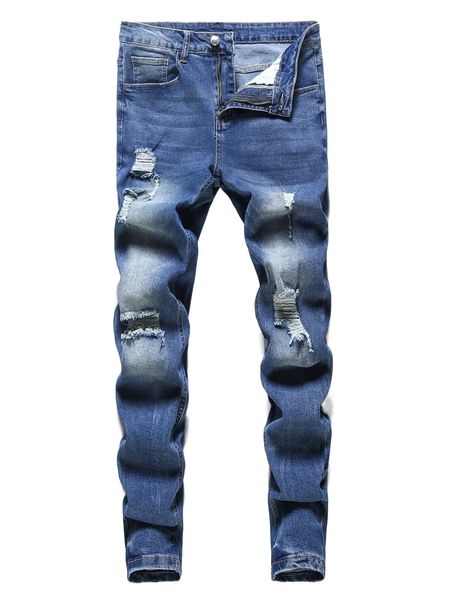 

men ripped washed jeans l8vx#, Blue