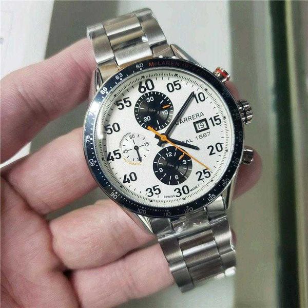 

luxury watch men's imported mechanical movement steel watchband aaa calendar t13g, Slivery;brown