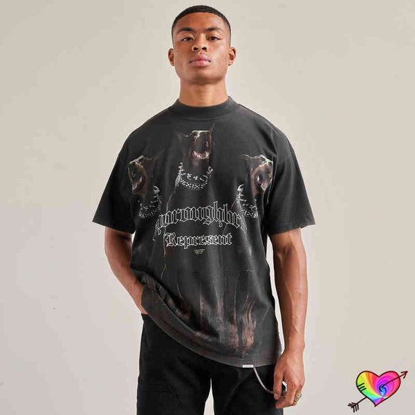 

men's t-shirts hound represent t-shirt men women 1:1 vintage hunter graphic thoroughbred tee oversize wash short sleeve qa45, White;black