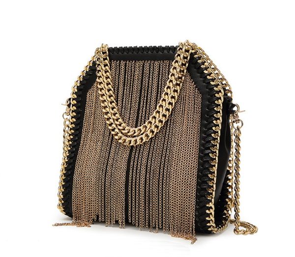

luxury handbags women bags designer punk style chains shoulder bag ladies small rivet tassel cross body bag