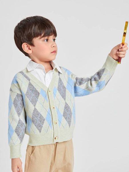 

toddler boys argyle pattern button front cardigan she01, Blue