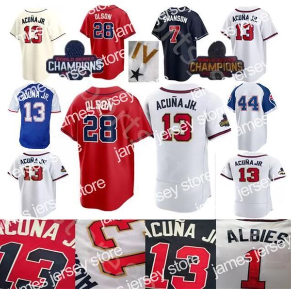 New Top Quality 2022 Custom S-4XL 28 Matt Olson Jersey Freddie Freeman Dansby Swanson 13 Ronald Acuna Jr. Ozzie Albies Mike Soroka 10 Jones