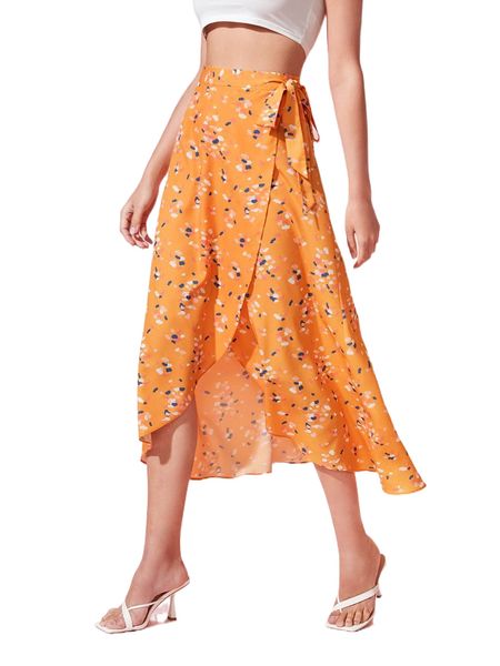 

x leonie somes allover print wrap knot side skirt d7i7#, Black