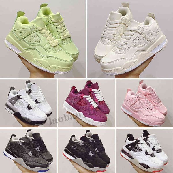 

4s white sail union guava ice noir neon black cat 4 basketball shoes metallic green trainers men women kid sport sneakers size 22-35