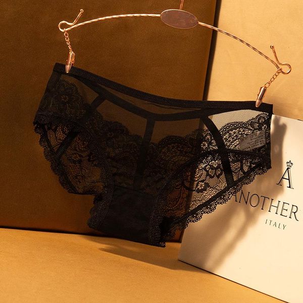 

womens underwear lace panties fashion hollow out comfort briefs low waist seamless transparent underpants lingerie, Black;pink