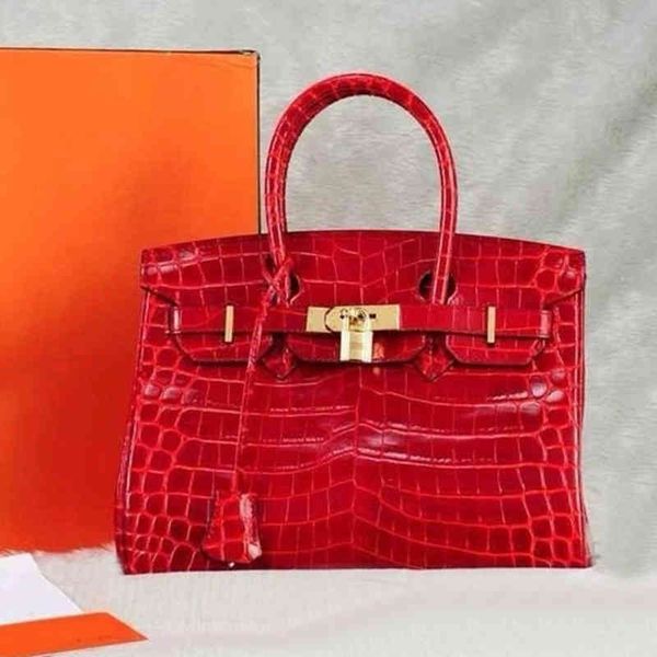 

designer birkins handbags crocodile pattern fashion versatile casual portable one shoulder leather women's bag