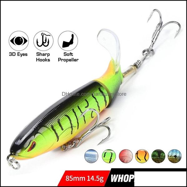 

baits lures fishing sports outdoors new whopper popper lure for wobbler ater hard bait tail propeller plopper swimbait swim bass pesca