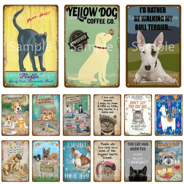 

30x20cm metal signs cat dog animal metal plate travel souvenir vintage metal plaque wall home shop decor poster