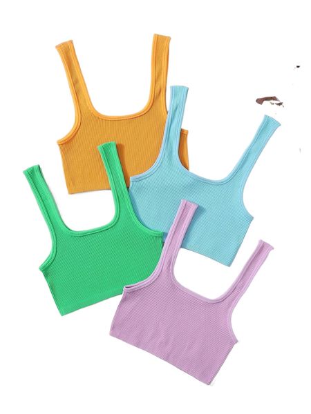 

4pcs rib knit sports bra w2bd#, Gray