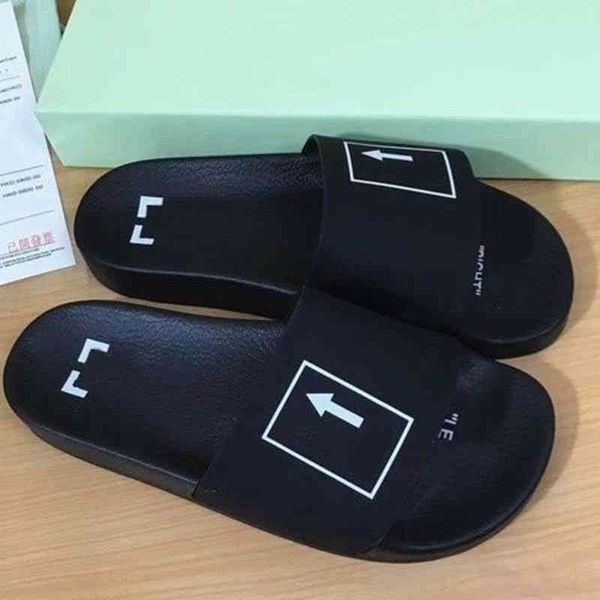 

luxury offs men's women's sandals fashion letter ribbon printing slippers couples beach men outside home slipper female classic br, Black