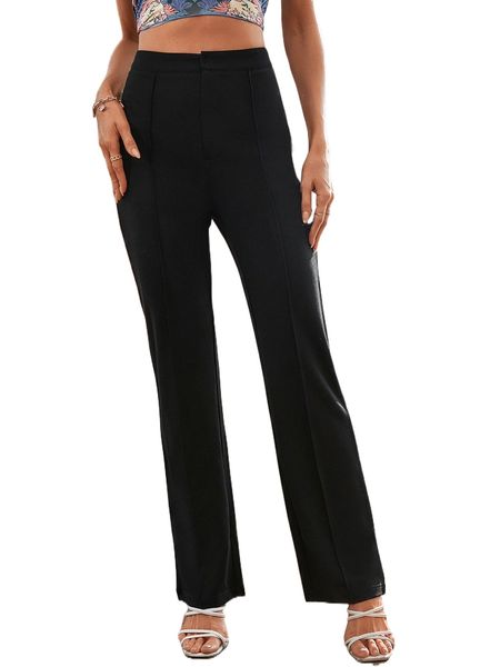 

solid stitching high waist pants m3kp#, Black;white