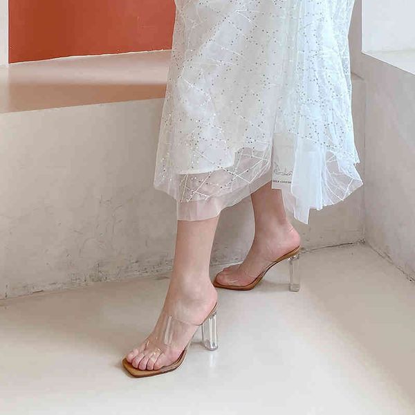 

sandals baby ~ long legs one line with transparent ultra-high heels fairy style thick heel sandals lady summer crystal slippers hesa, Black