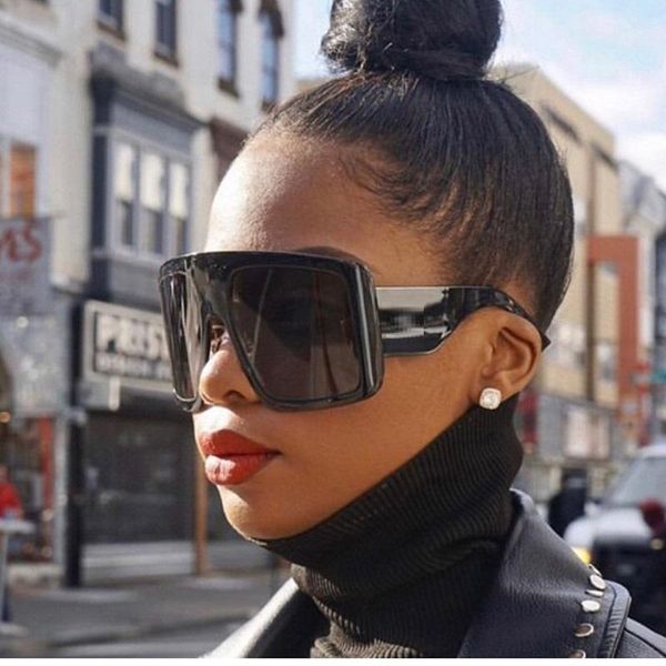 Sonnenbrille 2022 Damen Übergroße Quadratische Frauen Männer Marke Schwarz Schild Sonnenbrille Weiblichen Großen Rahmen Oculos De Unisex Brillen