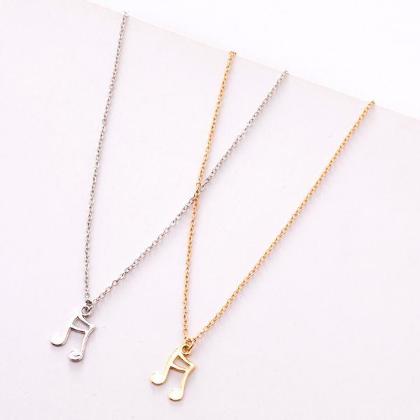 

note necklace simple collarbone chain note pendant small necklace, Silver