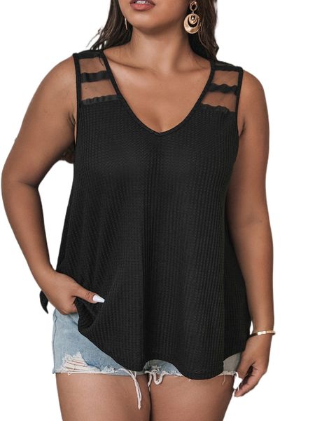 

plus contrast mesh tank 13zy#, Black