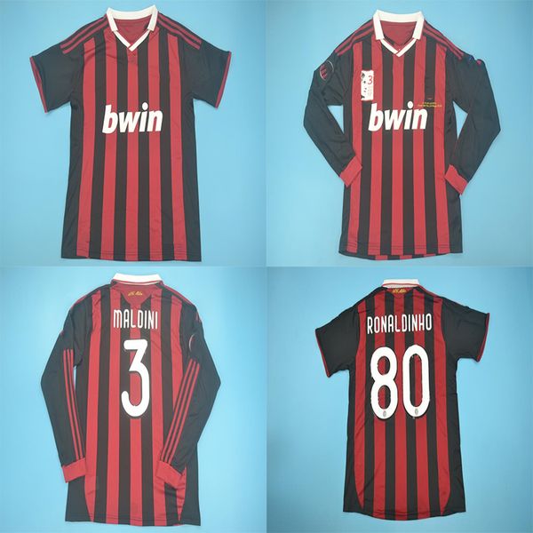

09 10 retro vintage soccer jerseys ronaldinho beckham long short sleeve shirt for men maldini last match version jersey retired, Black;yellow
