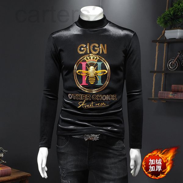 

men's hoodies & sweatshirts designer 2021 autumn winter new korean cashmere half high collar men's long sleeve t-shirt bottomed sh, Black
