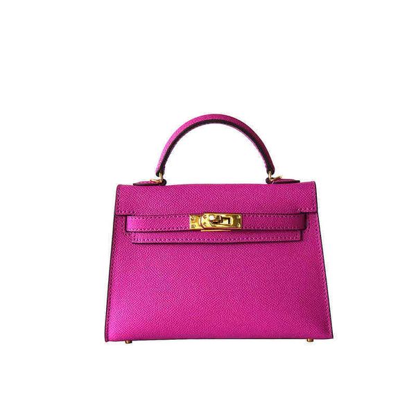 

designer herme handbags high-grade feeling hand print cowhide fleshy plum purple keilys bag leather mini one shoulder straddle bag