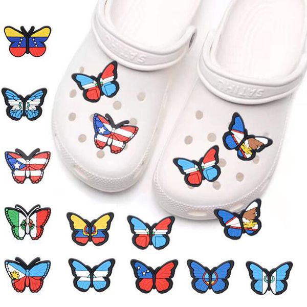 

wholesale butterfly mexican croc shoes charms custom designer kids croc shoecharms, White;pink