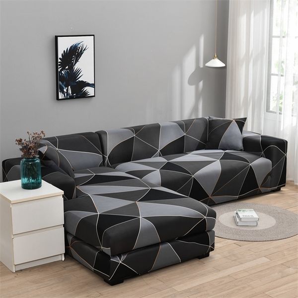 Tampa do sofá de spandex para o sofá da sala de estar Slip Stretch L Shape Armchoa Elastic Material 220615