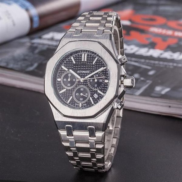 

all dials working orologio factory mens famous satch watches full stainless steel automatic movement waterproof wristwatch266q, Slivery;brown