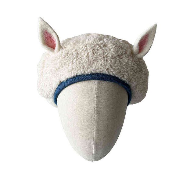RH Mulheres Design Original Animal Ovelha para orelha Prigueira boina Lã de lã Kawaii Lolita Girl Boina macia Caps J220722