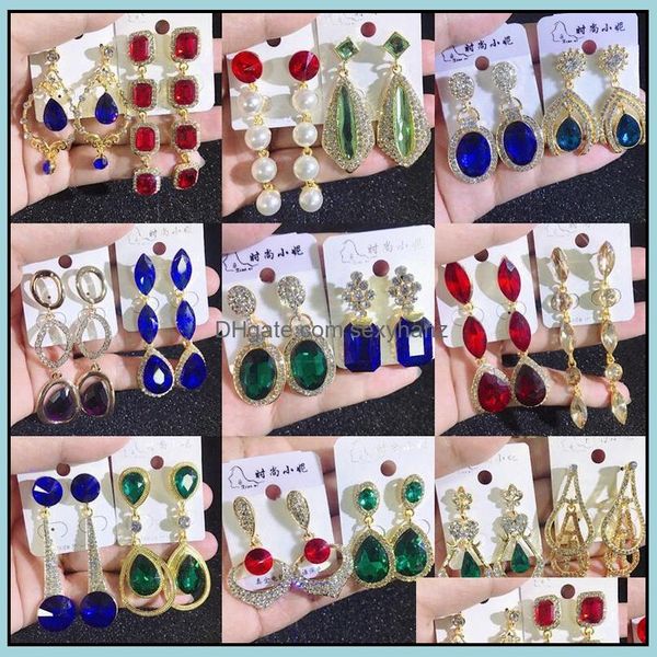 

dangle chandelier earrings jewelry colorf rhinestone drop long bohemian retro glass drill temperament wedding for women gift delivery 2021, Silver