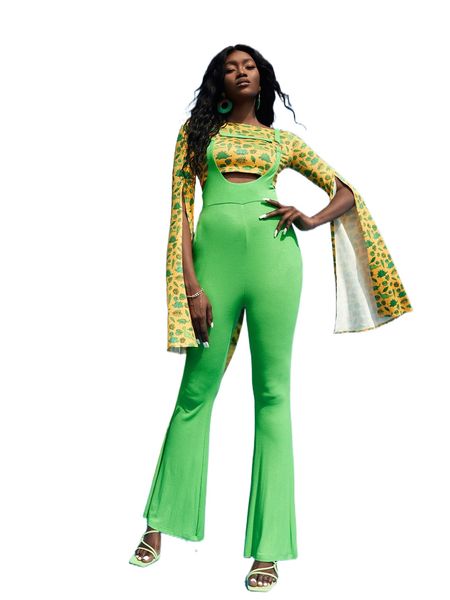 

x _d.daniela.a_ o-ring cut out flare leg jumpsuit without tee b47i#, Black;white