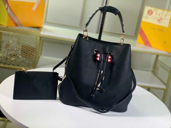 

luxury designers women's bucket shoulder bags with canvas fabric crossbody bag genuine leather handbag adjustable strap fashion