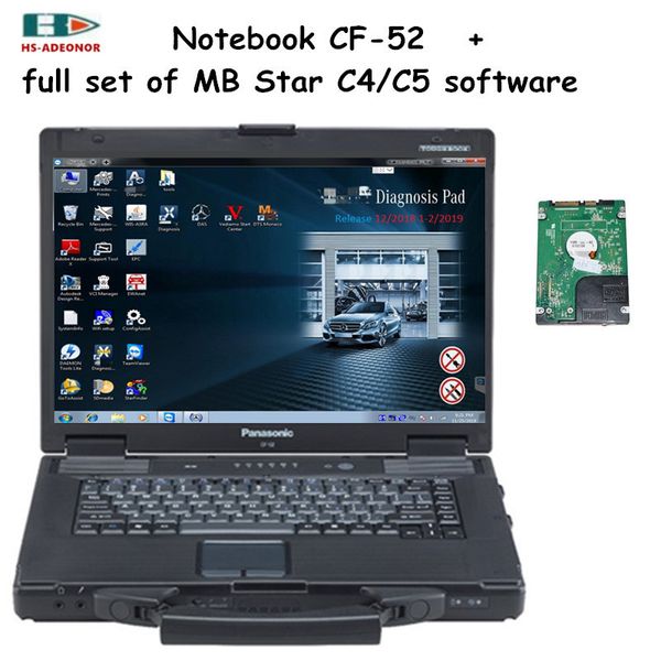 

mb star diagnostic tool software sd c4 c5 and toughbook lapcf52 used 4g full windows11 hdd 320gb/ssd 360gb