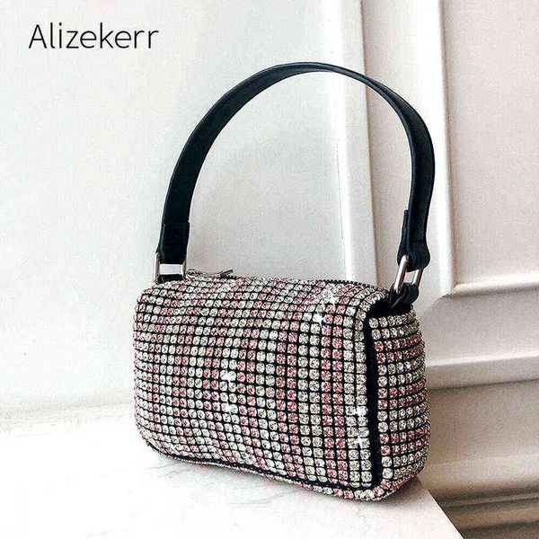 

evening bags shiny colour rhinestone evening bag women soft pillow small square handbag shoulder bags ladies dinner party clutch purse luxur