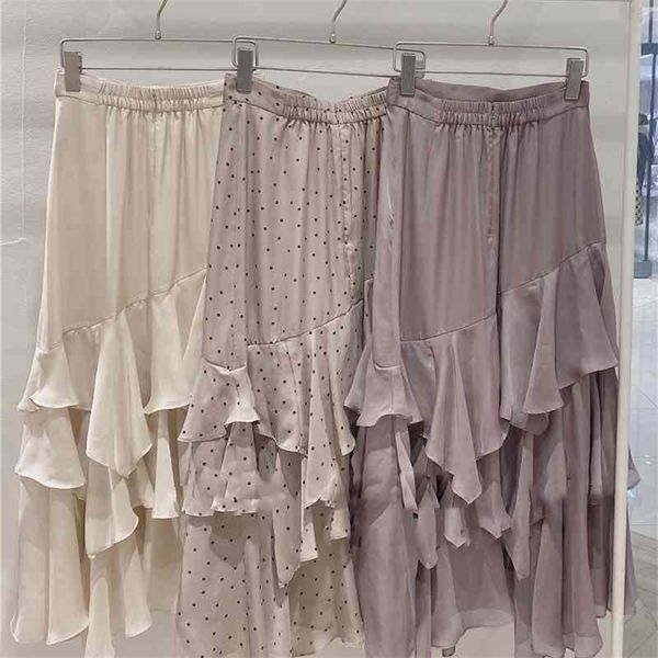 

neploe chic irregular ruffles patchwork women skirt new fashion stretch waist jupe autumn winter sweet fashion skirts 210331, Black