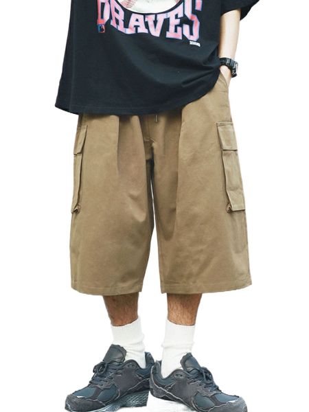 

men drawstring waist flap pocket cargo pants 96tk#, Black