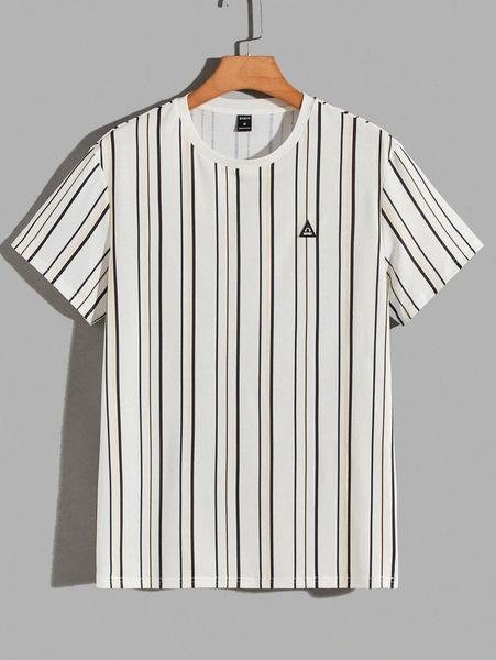 

men vertical striped letter patched detail tee g9zv#, White;black