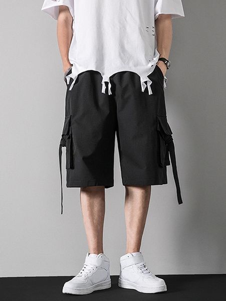 

men buckle strap cargo shorts g1dn#, White;black