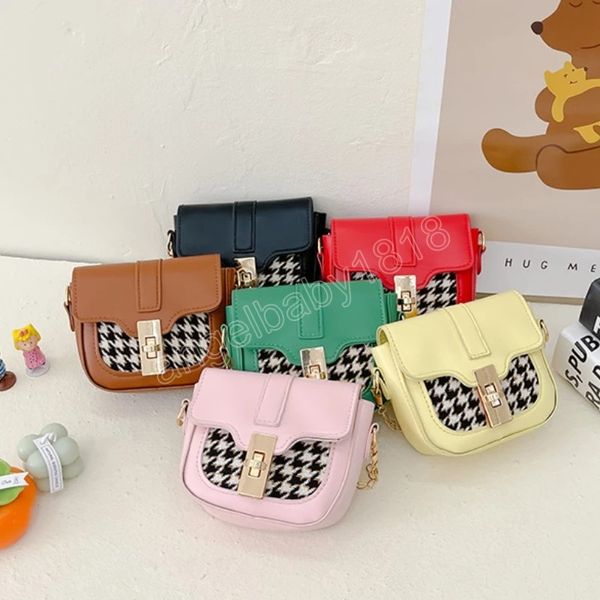 

fashion plaid children's mini shoulder bag little baby girls chain crossbody bags princess accessories kids coin purse handbags, White