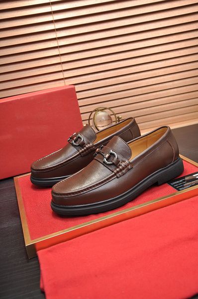 

2022 mens dress shoes designer classic genuine leather party wedding flats men brand fashion business loafers size 38-45, Black