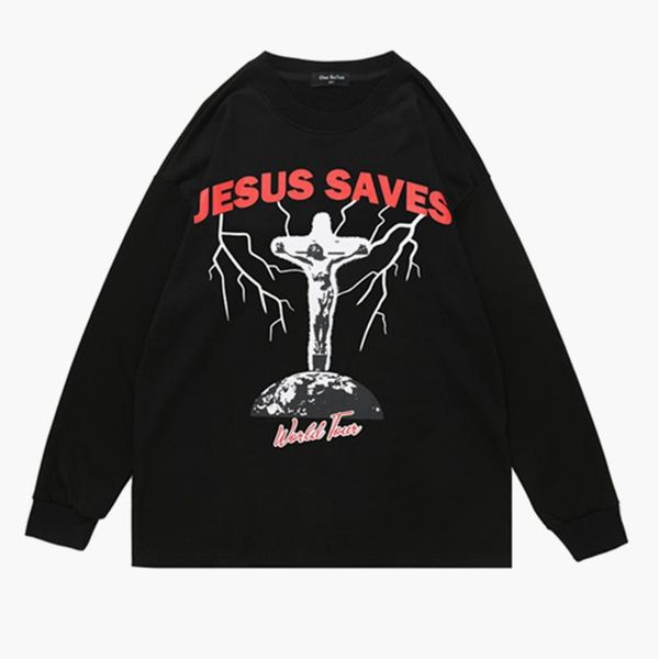 Herren Hoodies Sweatshirts 2022 Herbst Jesus Grafikdruck Kpop Baumwolle Männer Hip Hop Pullover Langarm Lose T-shirt Gothic Kleidung Schweiß H