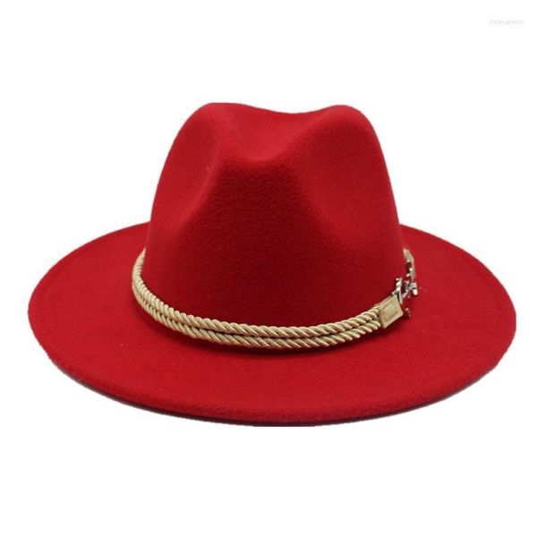 Unisex Männer Frauen Mode Fedora Hut Vintage Trilby Breite Krempe Erwachsene Größe 56-58CM Hüte Delm22