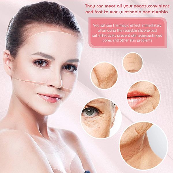 

reusable face chest pad set silicone facial anti wrinkle anti aging smoothing silicone patches remove fine lines skin care tools