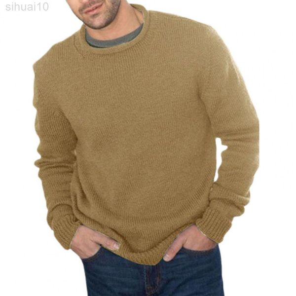 

men's knitted sweater o-neck solid color men's sweater ribbed simple solid color knitted for autumn winter l220801, White;black