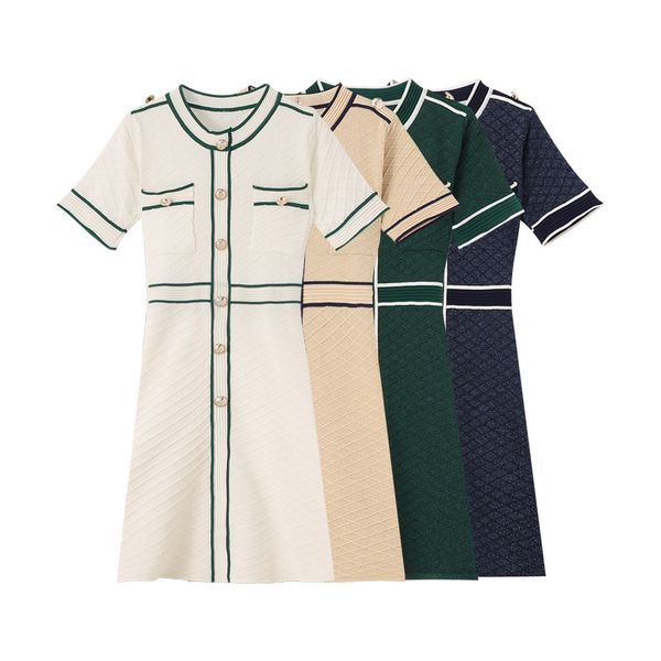 

2022 sandro knitted dress badge temperament colorpicture, Black;gray