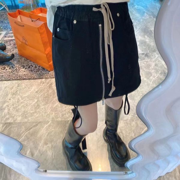 

two piece dress designer 22 spring and summer new dark elastic waist skirt with split zipper design in front, slim long legs xk7k, White