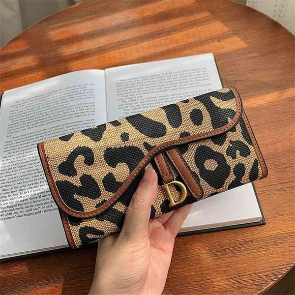 

leopard print simple fashion women's wallet long three fold folding cloth zero wallet large wallet 60% off online, Red;black