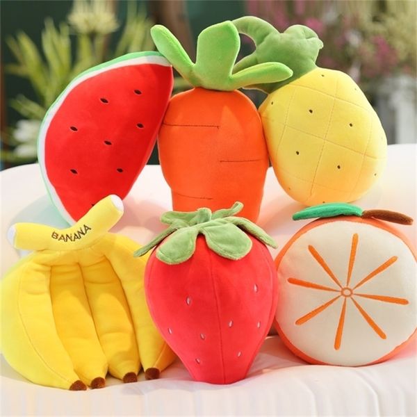 20 cm mini bonecas de frutas vegetais brinquedo de pelúcia banana morango pimenta laranja melancia cenoura pinheiro simulação de cereja 220425